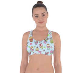 Cupcake Doodle Pattern Cross String Back Sports Bra by Sobalvarro