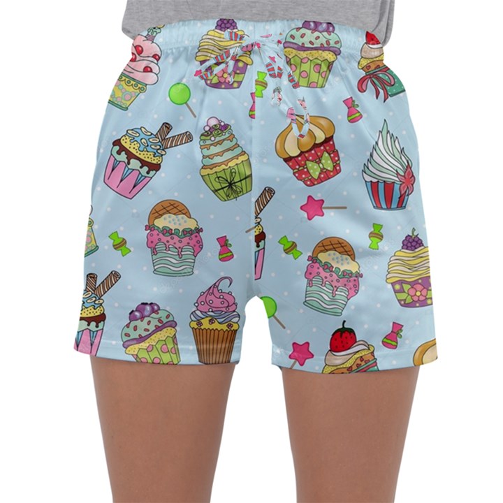 Cupcake Doodle Pattern Sleepwear Shorts