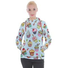 Cupcake Doodle Pattern Women s Hooded Pullover by Sobalvarro