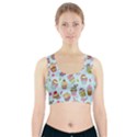 Cupcake Doodle Pattern Sports Bra With Pocket View1