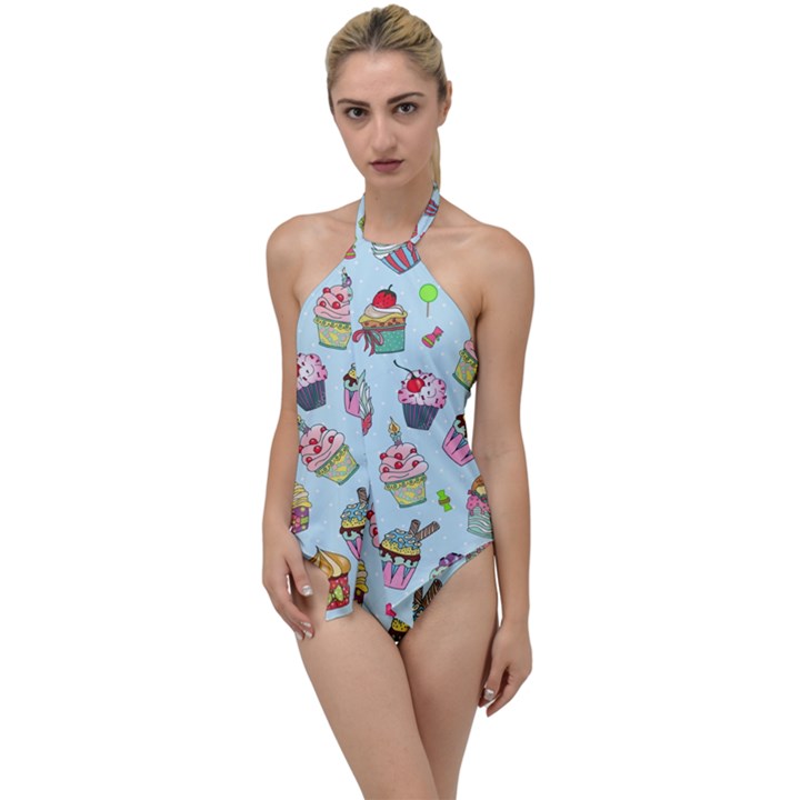 Cupcake Doodle Pattern Go with the Flow One Piece Swimsuit