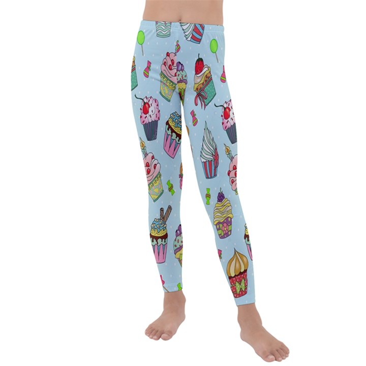 Cupcake Doodle Pattern Kids  Lightweight Velour Leggings