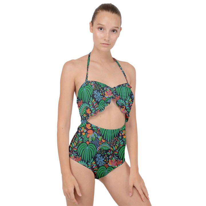 14 Scallop Top Cut Out Swimsuit