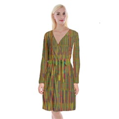 Colors From The Sea Decorative Long Sleeve Velvet Front Wrap Dress