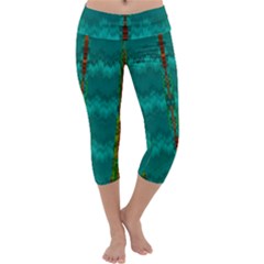 Shimmering Colors From The Sea Decorative Capri Yoga Leggings by pepitasart