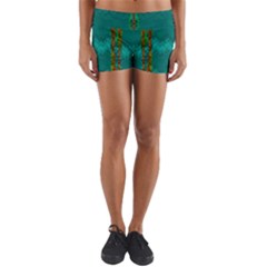 Shimmering Colors From The Sea Decorative Yoga Shorts by pepitasart