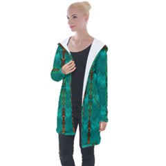 Shimmering Colors From The Sea Decorative Longline Hooded Cardigan by pepitasart