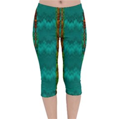 Shimmering Colors From The Sea Decorative Velvet Capri Leggings  by pepitasart