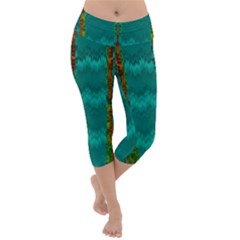 Shimmering Colors From The Sea Decorative Lightweight Velour Capri Yoga Leggings by pepitasart