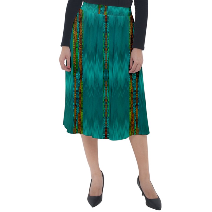 Shimmering Colors From The Sea Decorative Classic Velour Midi Skirt 