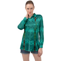 Shimmering Colors From The Sea Decorative Long Sleeve Satin Shirt