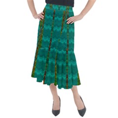 Shimmering Colors From The Sea Decorative Midi Mermaid Skirt by pepitasart