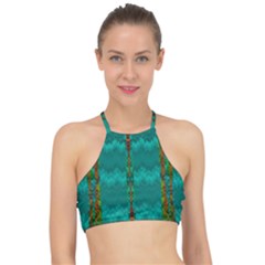 Shimmering Colors From The Sea Decorative Racer Front Bikini Top by pepitasart