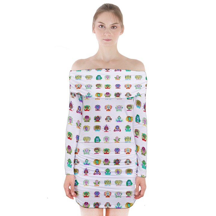 All The Aliens Teeny Long Sleeve Off Shoulder Dress