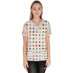 All The Aliens Teeny Women s V-neck Scrub Top by ArtByAng