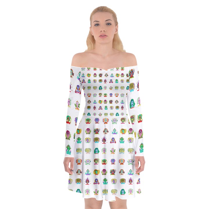 All The Aliens Teeny Off Shoulder Skater Dress