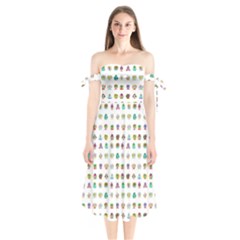 All The Aliens Teeny Shoulder Tie Bardot Midi Dress