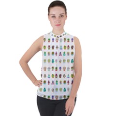 All The Aliens Teeny Mock Neck Chiffon Sleeveless Top