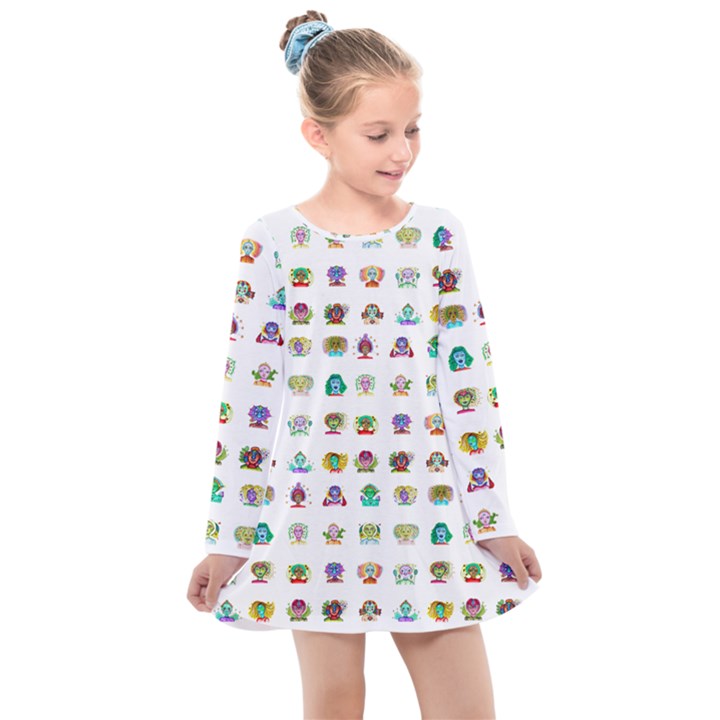 All The Aliens Teeny Kids  Long Sleeve Dress