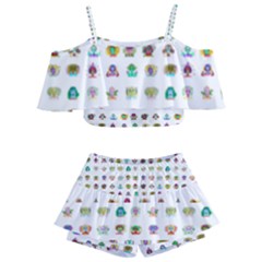 All The Aliens Teeny Kids  Off Shoulder Skirt Bikini