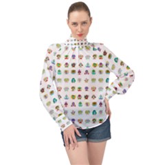 All The Aliens Teeny High Neck Long Sleeve Chiffon Top