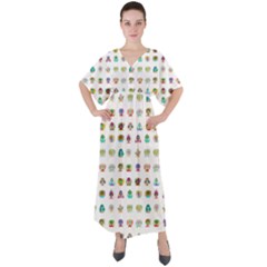 All The Aliens Teeny V-neck Boho Style Maxi Dress