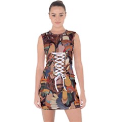 Tukans Lace Up Front Bodycon Dress