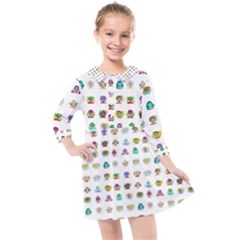 All The Aliens Teeny Kids  Quarter Sleeve Shirt Dress by ArtByAng