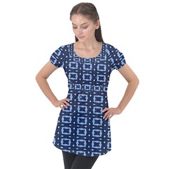 Digital Boxes Puff Sleeve Tunic Top by Sparkle