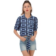 Digital Boxes Tie Front Shirt  by Sparkle