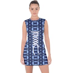 Digital Boxes Lace Up Front Bodycon Dress