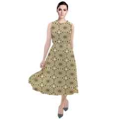 Digital Flowers Round Neck Boho Dress by Sparkle