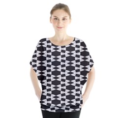 Geometric Batwing Chiffon Blouse