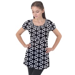 Geometric Puff Sleeve Tunic Top by Sparkle