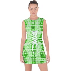 Digital Illusion Lace Up Front Bodycon Dress