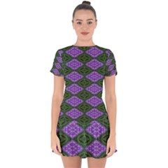 Digital Grapes Drop Hem Mini Chiffon Dress by Sparkle