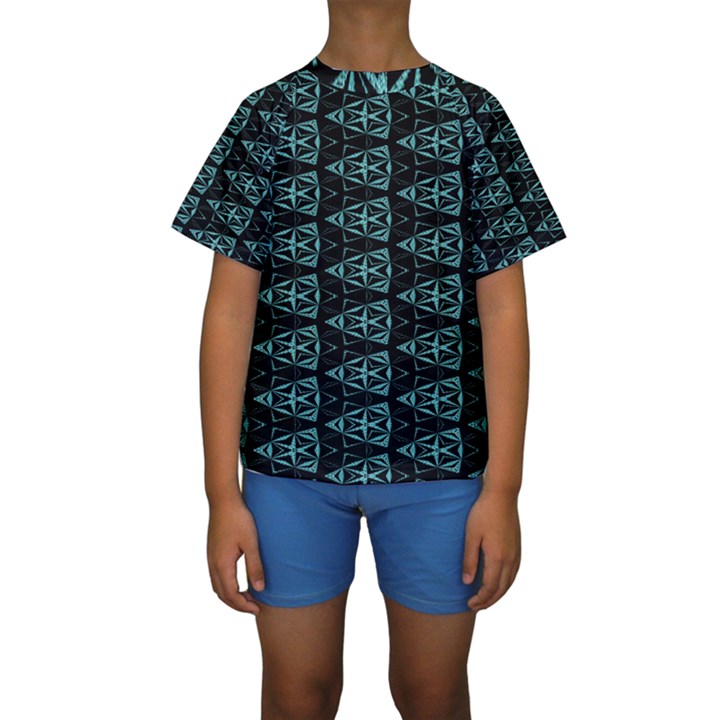 Digital Triangles Kids  Short Sleeve Swimwear