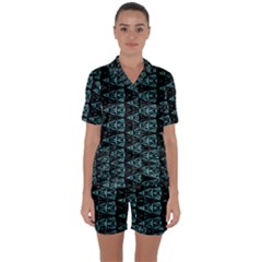 Digital Triangles Satin Short Sleeve Pyjamas Set by Sparkle