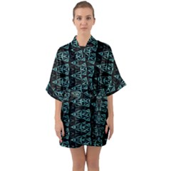 Digital Triangles Half Sleeve Satin Kimono  by Sparkle