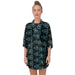 Digital Triangles Half Sleeve Chiffon Kimono by Sparkle