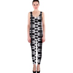 Black And White Triangles One Piece Catsuit by Sparkle