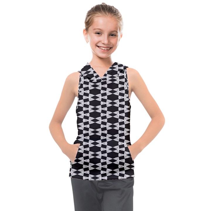 Black And White Triangles Kids  Sleeveless Hoodie