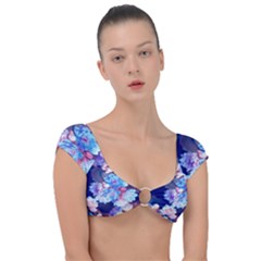 Flowers Cap Sleeve Ring Bikini Top