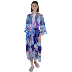 Flowers Maxi Satin Kimono