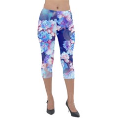 Flowers Lightweight Velour Capri Leggings  by Sparkle