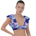 Flowers Plunge Frill Sleeve Bikini Top View1