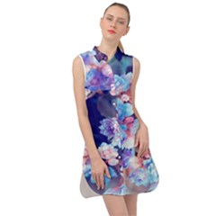 Flowers Sleeveless Shirt Dress by Sparkle