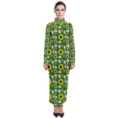 Hawaii Ghost Green Turtleneck Maxi Dress