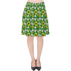 Hawaii Ghost Green Velvet High Waist Skirt