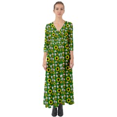 Hawaii Ghost Green Button Up Boho Maxi Dress